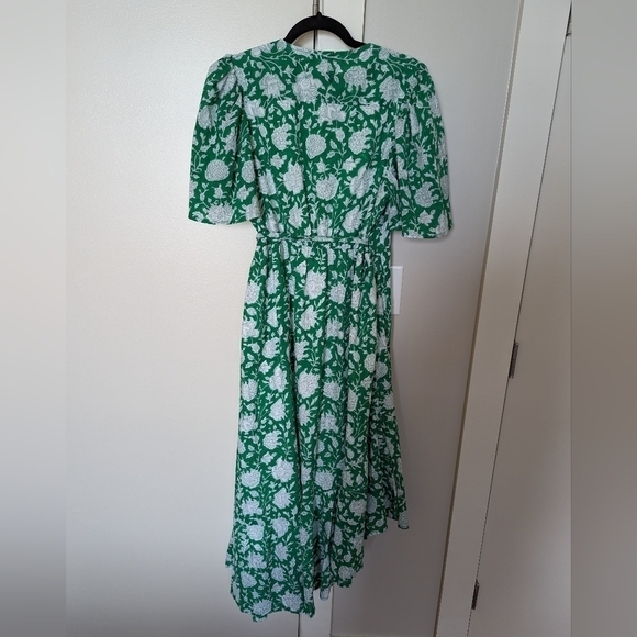 Mille Helena wrap dress in green zinnia with flutter sleeves sz L - Picture 11 of 11